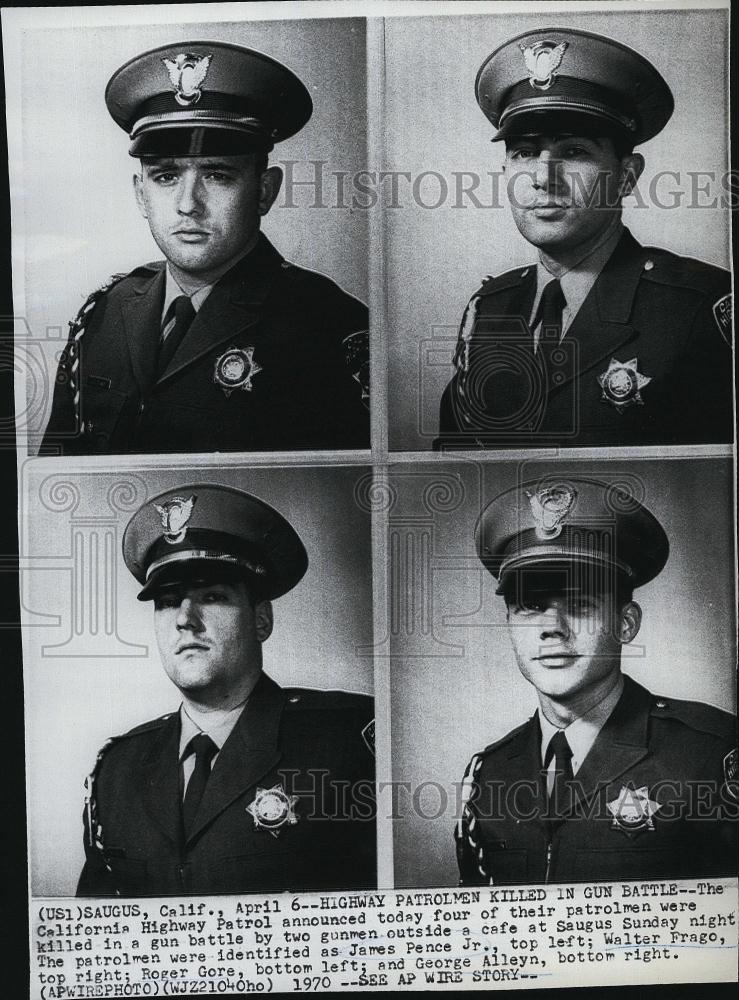 1970 Press Photo Patrolmen killed J Pence Jr, W Frago, R Gore &amp; G Alleyn - Historic Images