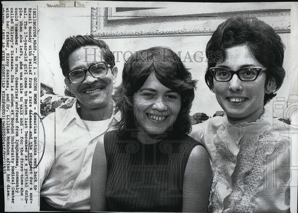 1973 Press Photo Osmarina Santana at Boston U Med center , Dr L McMahon - Historic Images