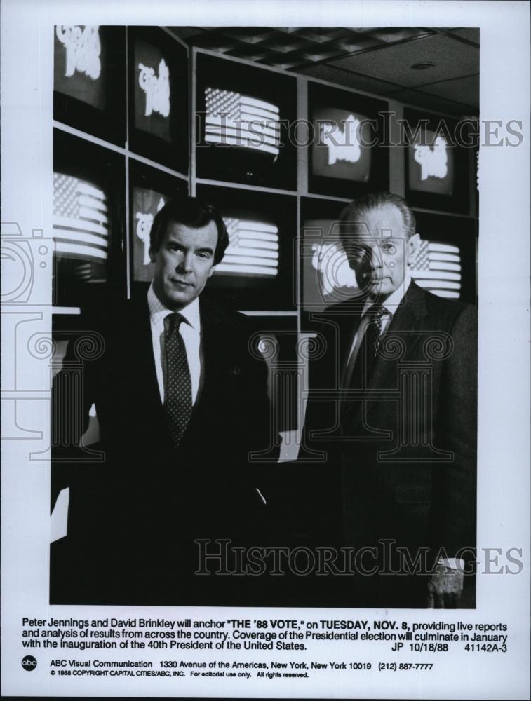 1988 Press Photo Peter Jennings, David Brinkley, Newscaster - RSL80059 - Historic Images