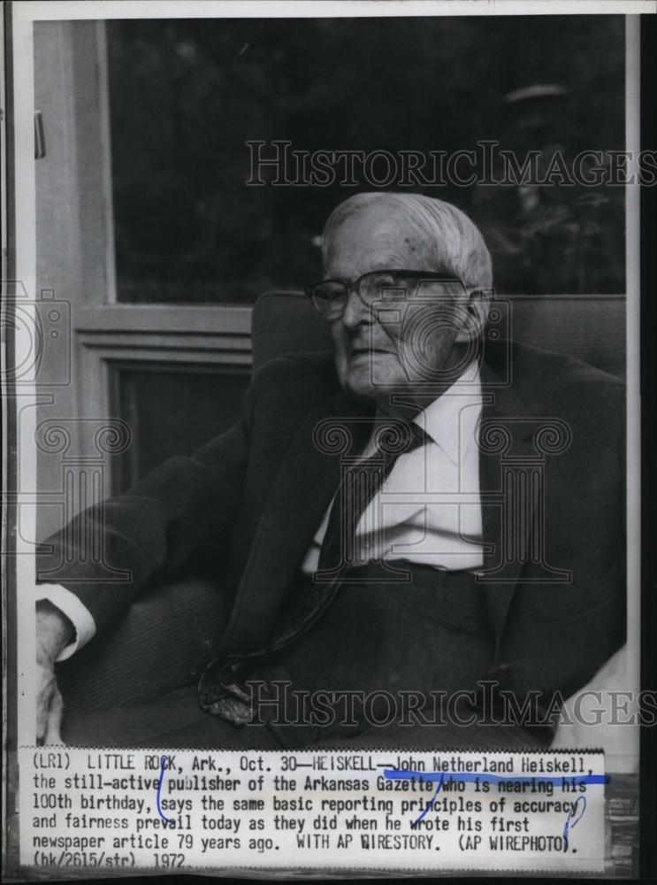 1972 Press Photo Arkansas Gazette Publisher John Netherland Heiskell - RSL93543 - Historic Images