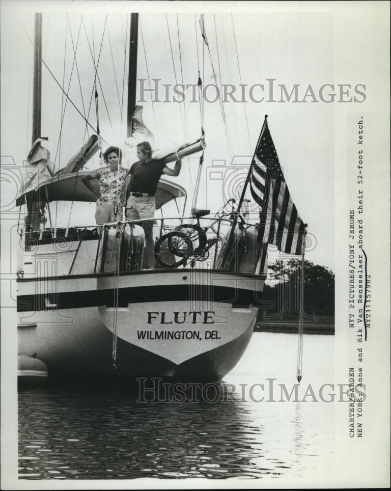 1979 Press Photo Anne, Rik Van Rensselaer, Yacht, Flute - RSL93663 - Historic Images