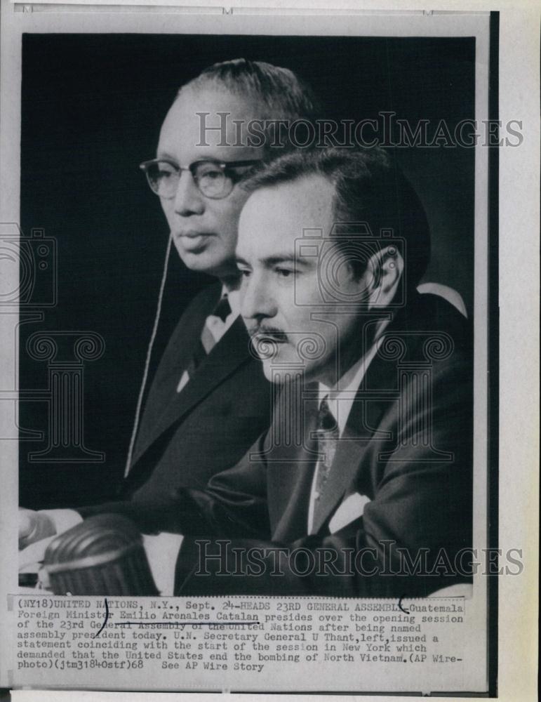 1968 Press Photo Guatemala Foreign Minister Emilio Arenales Catalan United - Historic Images