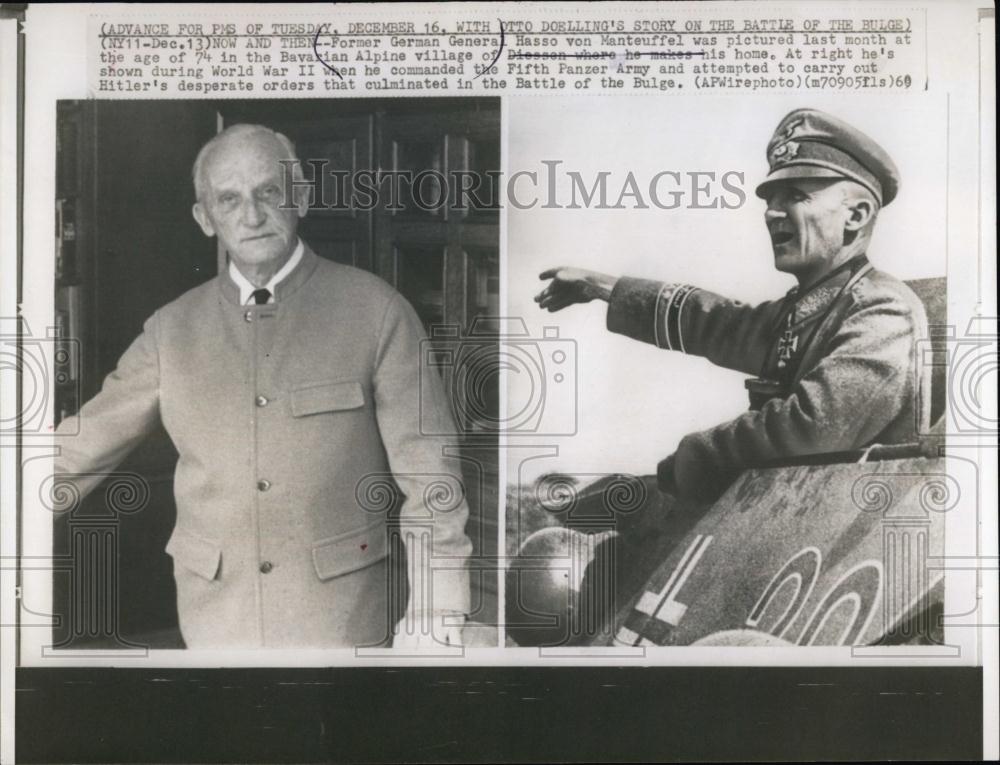 1960 Press Photo Former German Gen Hasso Von Manteuffel pictured at his home - Historic Images