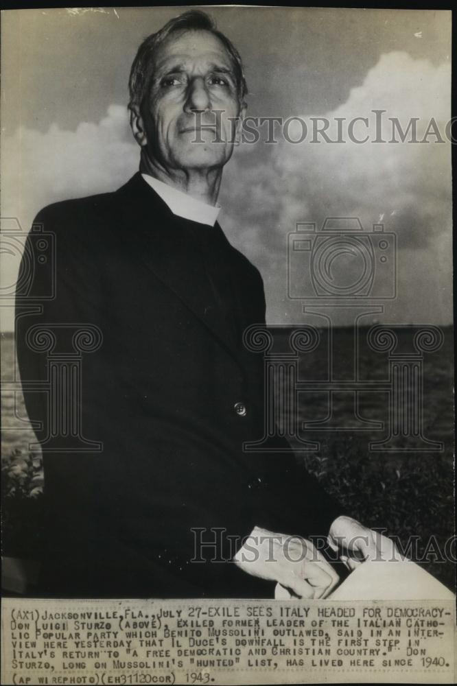 1943 Press Photo Exiled Italian Religious Leader Don Luigi Sturze - RSL47893 - Historic Images