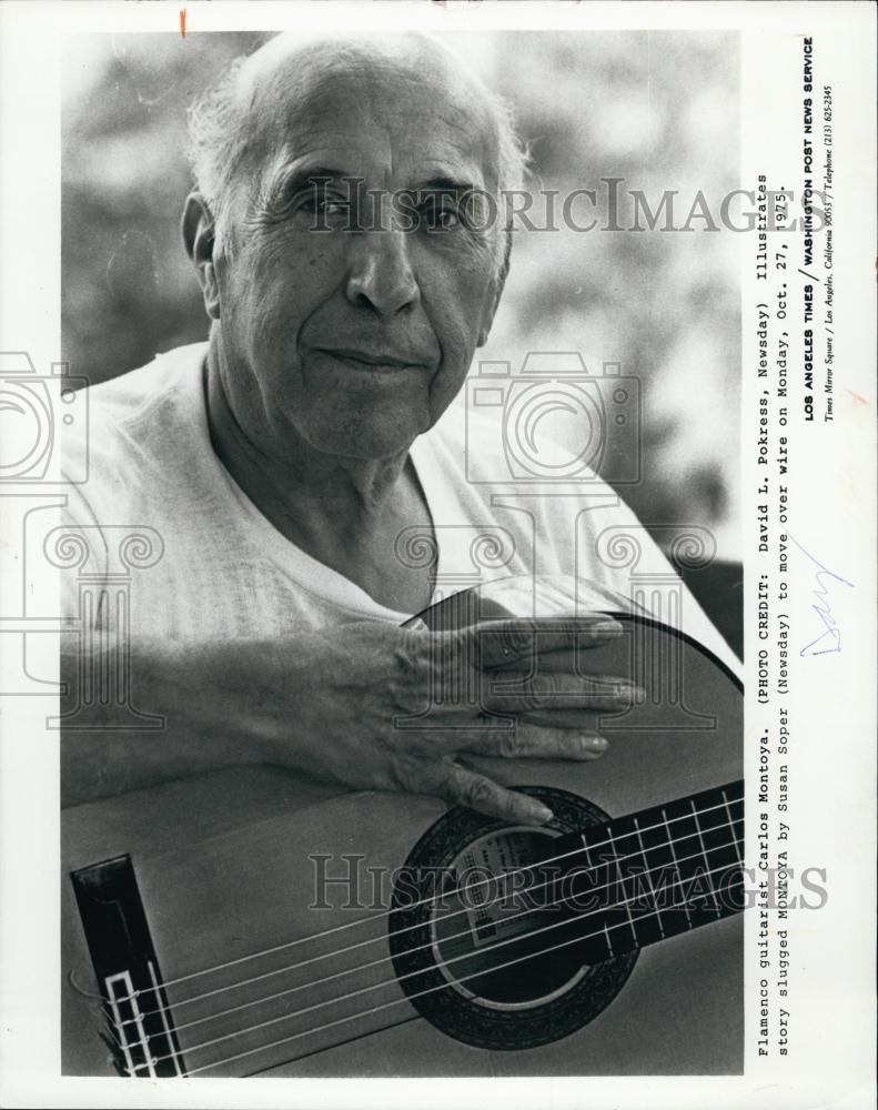 1975 Press Photo Flamenco Guitarist Carlos Montoys - RSL63885 - Historic Images