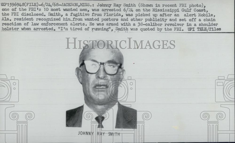 1968 Press Photo Johnny Ray Smit on FBI Ten Most Wanted list - RSL05047 - Historic Images