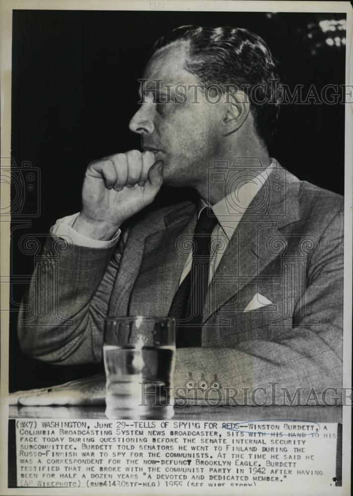 1955 Press Photo newsman Winston Burdett, ex-communist, at Senate Hearing - Historic Images