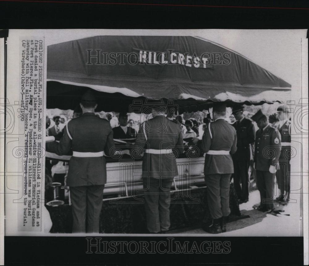 1970 Press Photo Army Spec 4 Pondexteur Williams Killed in Viet Nam Buried - Historic Images