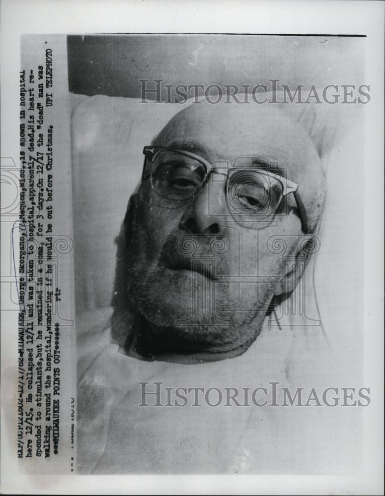 1962 Press Photo Recovered Patient George Skorgano Laying In Hospital Bed - Historic Images