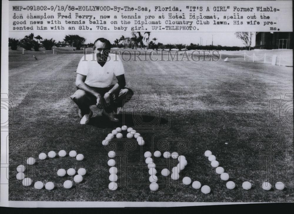 1958 Press Photo Fred Perry, Tennis, Wimbledon Champion - RSL88289 - Historic Images