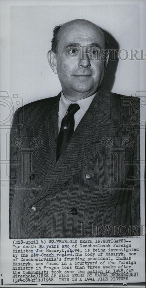 1968 Press Photo 1941 Copy Czechoslovakian Foreign Minister Jan Masary 1968 Press Photo 1941 Copy Czechoslovakian Foreign Minister Jan Masary
