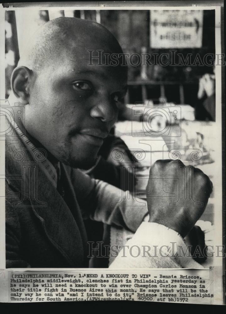 1972 Press Photo Bennie Briscoe, Middleweight Philadelphia Boxer - RSL79925 - Historic Images