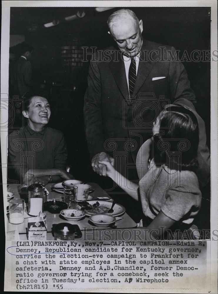 1955 Press Photo GovEdwin R,Denney of Kentucky during campaign - RSL81089 - Historic Images