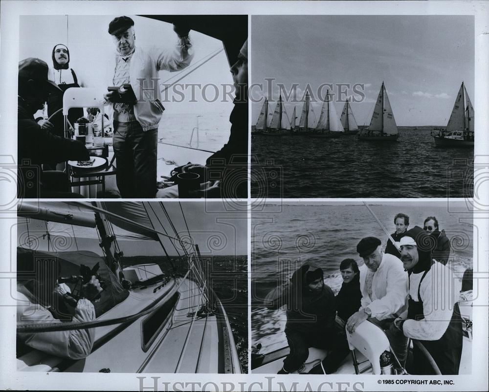 1985 Press Photo Investigative reporter Geraldo Rivera on a sail boat - Historic Images