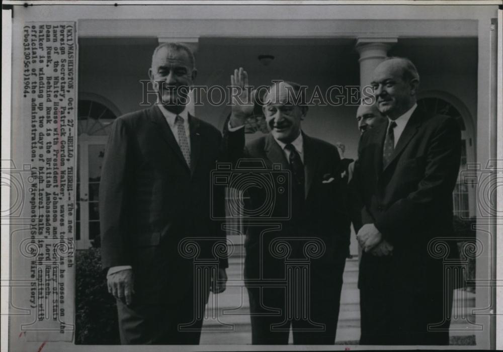 1964 Press Photo Patrick Gordon Walker,British foreign minister,Pres Johnson - Historic Images