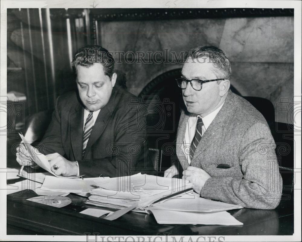 1957 Press Photo Rep Alexander Cella, Attorney William G Madden - RSL00343 - Historic Images