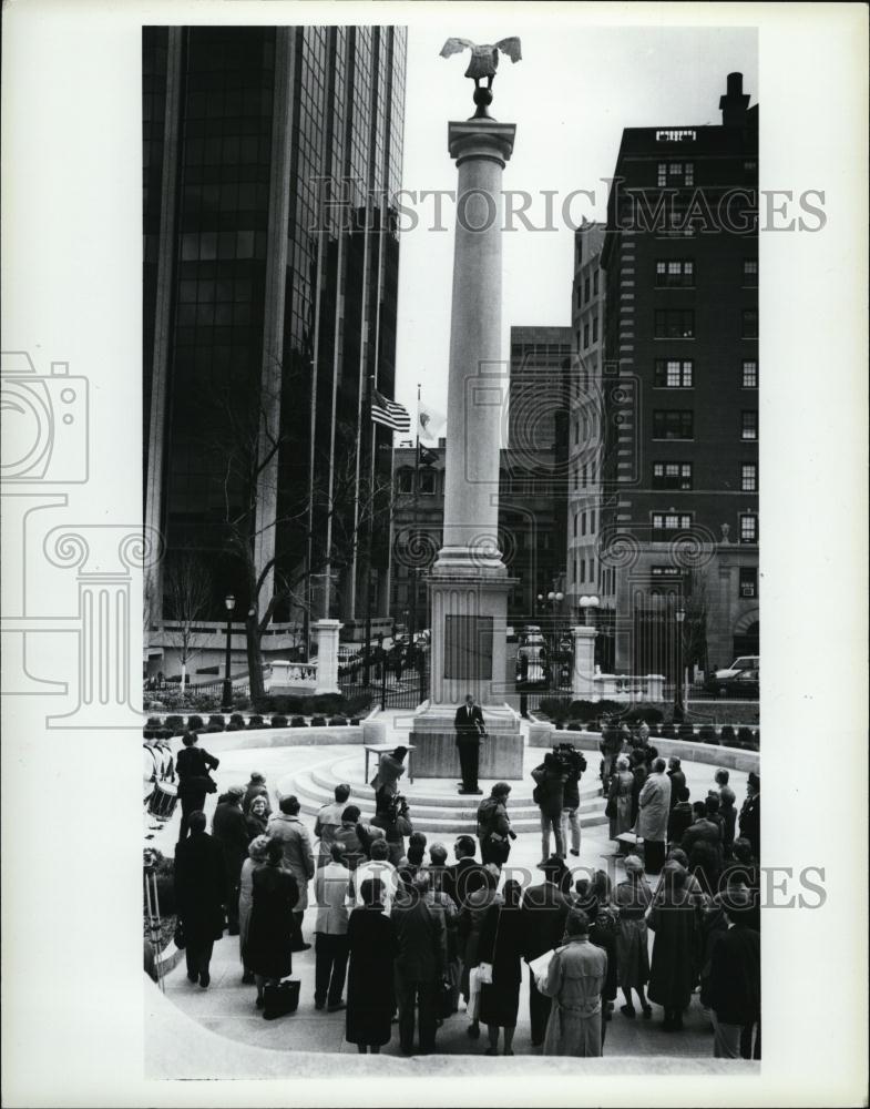 1991 Press Photo Governor Bill Weld Speaking Catholic Education Week Kickoff - Historic Images