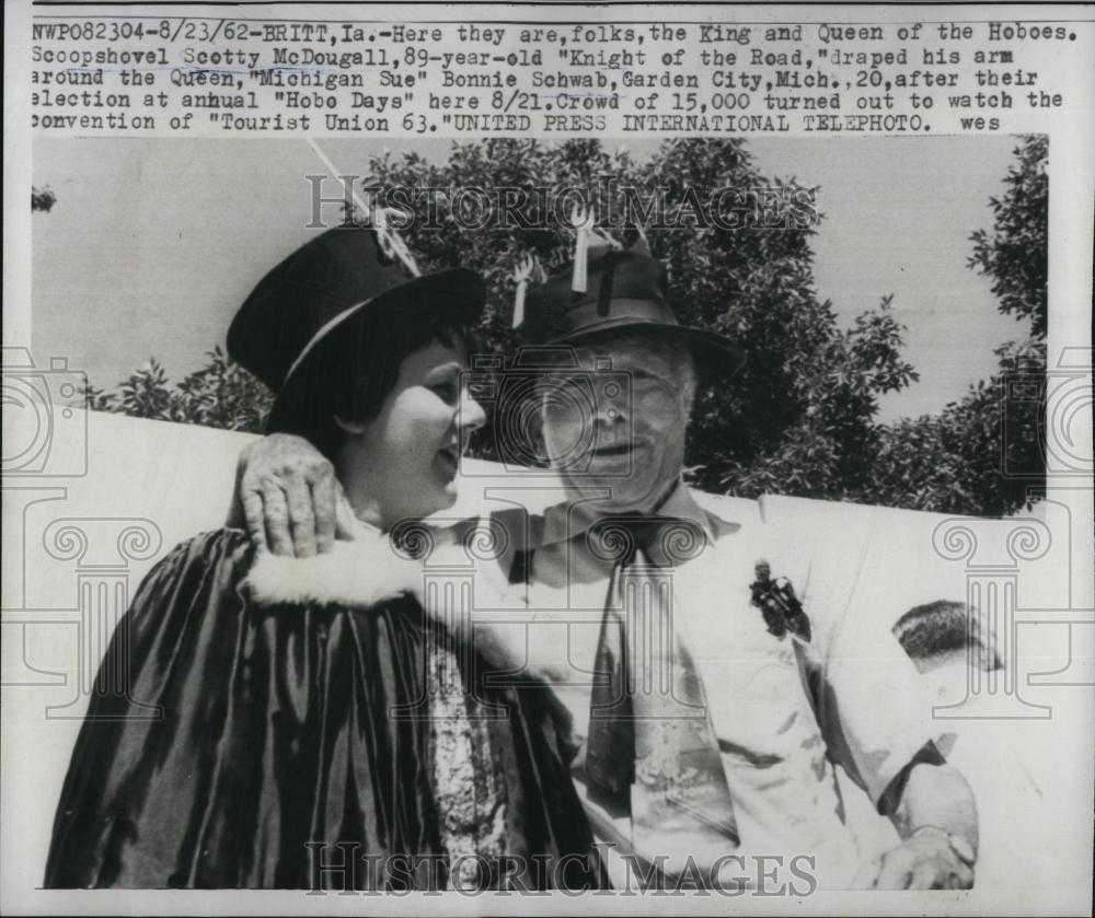 1962 Press Photo Queen and King of Hoboes, Bonnie Schwab and Scotty McDougal - Historic Images