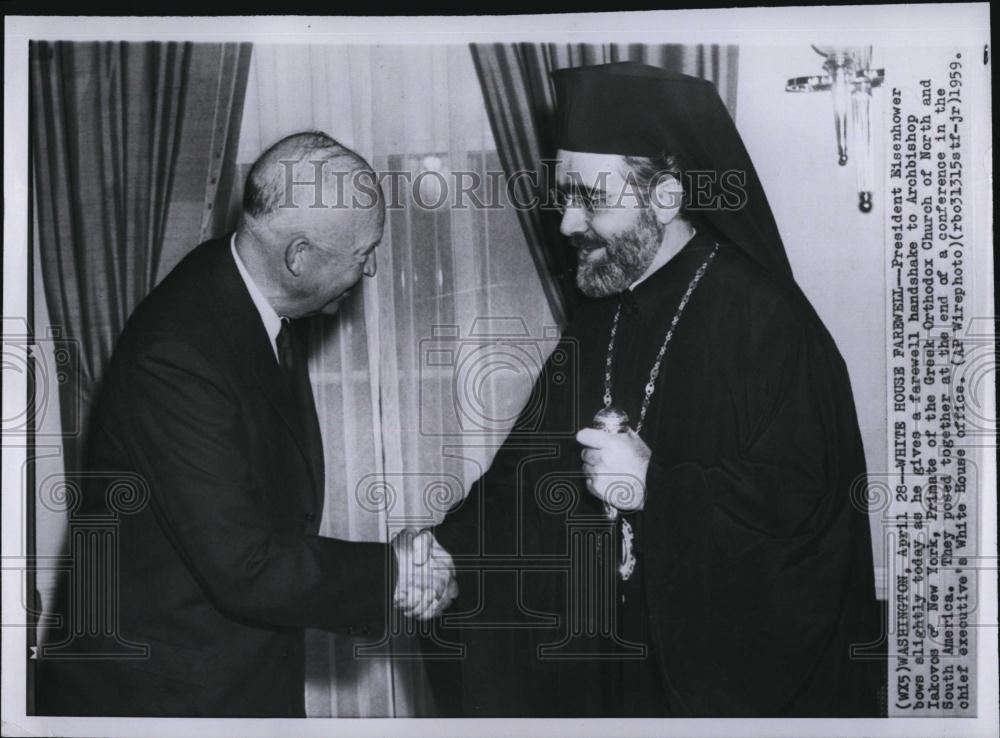 1959 Press Photo President Eisenhower Archbishop Iakovos of New York - RSL86357 - Historic Images