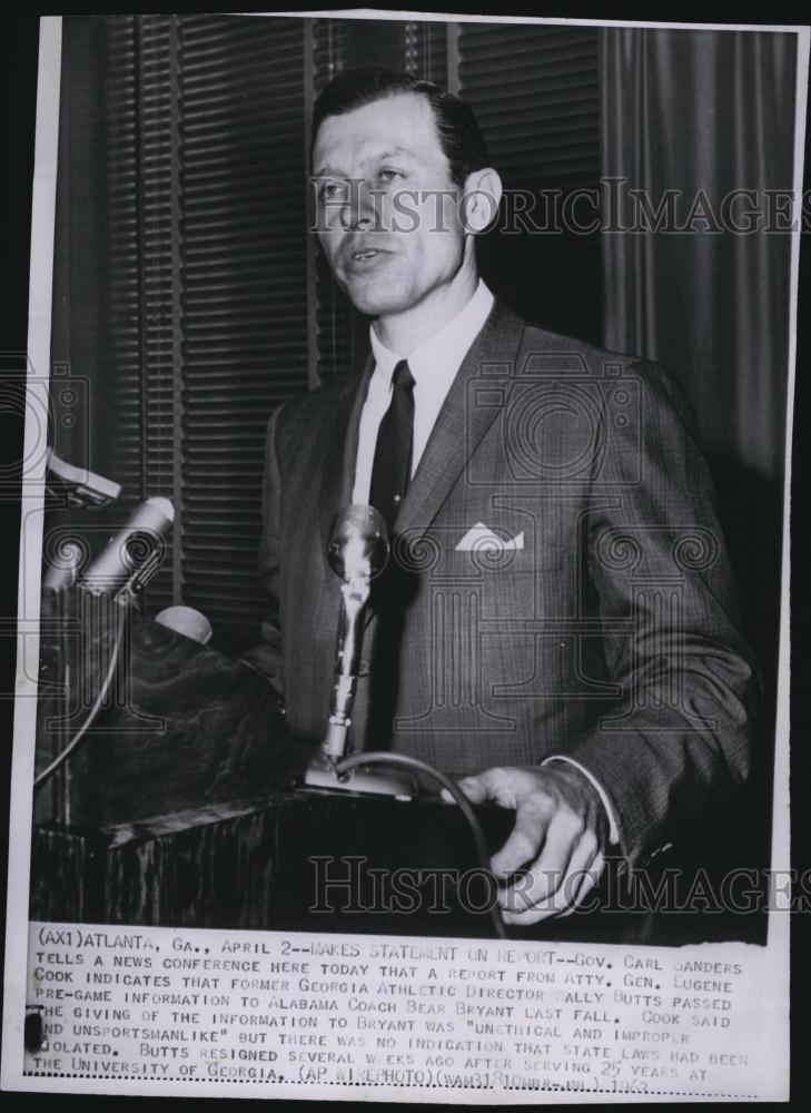 1963 Press Photo Georgia Gov Carl Sanders at conference - RSL82385 - Historic Images