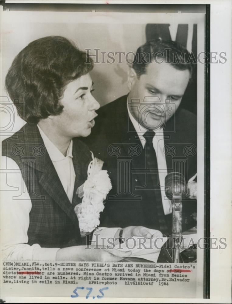 1964 Press Photo Fidel Castro&#39;s Sister Juanita - RSL62643 - Historic Images