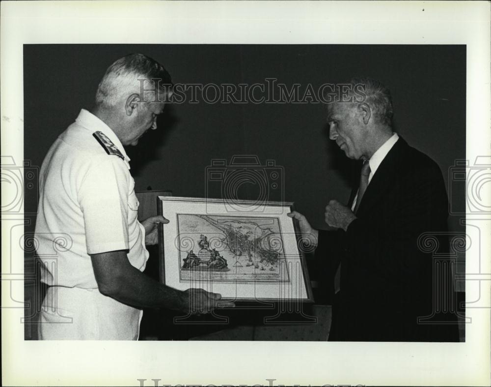 Press Photo Mayor Kevin H White Admiral Harry D Train II Nato Fleet - Historic Images