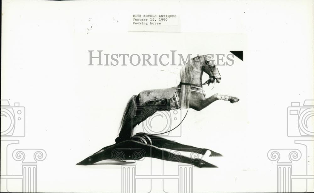 1990 Press Photo rocking horse mid-19th century iron stenciled wood - RSL66549 - Historic Images