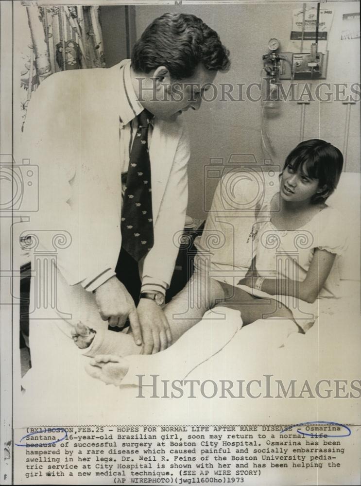 1973 Press Photo Osmarina Santana suffered a Rare disease in her legs - Historic Images