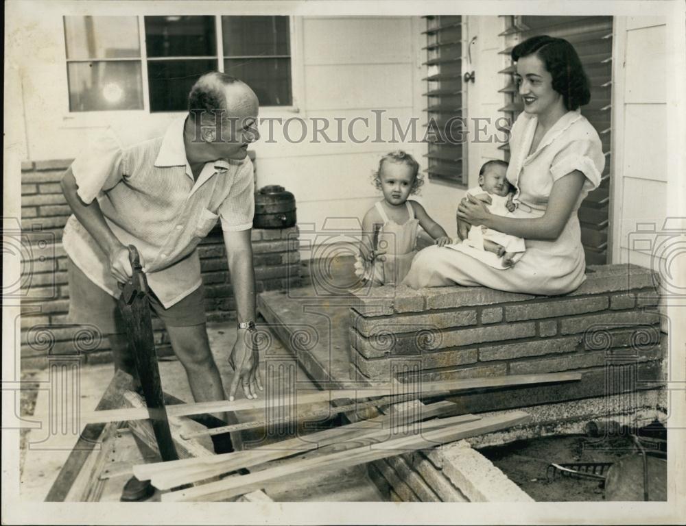 1953 Press Photo DrJames SVan Ausdal,Dentist,worked on his new office - Historic Images