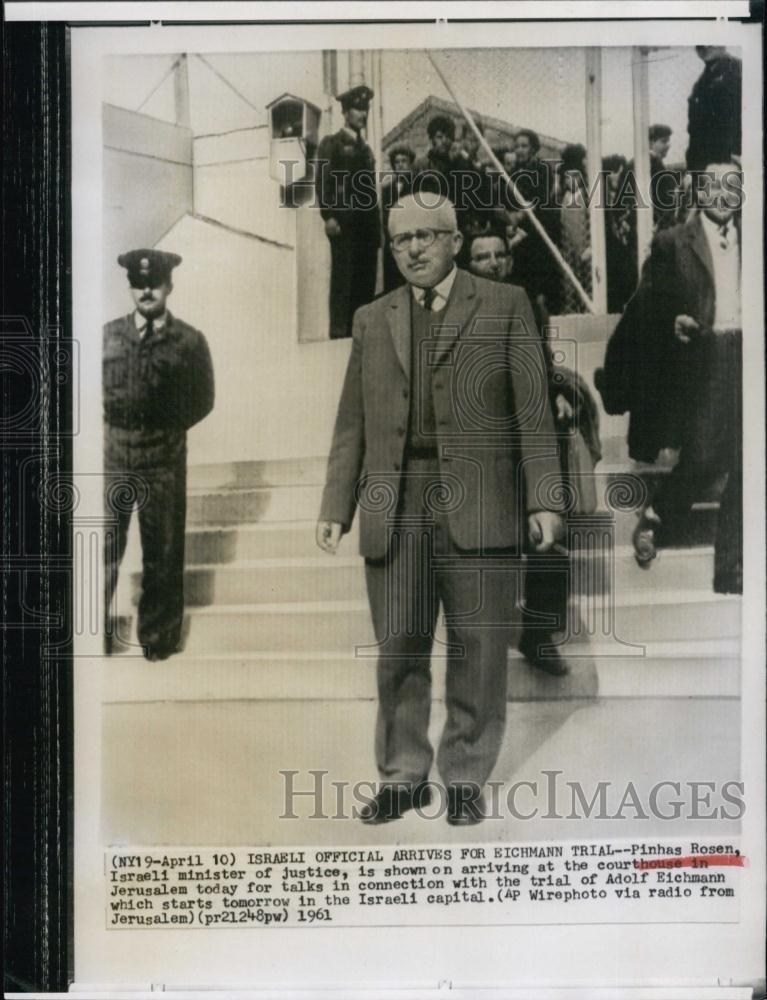 1961 Press Photo Pinhas Rosen, Israeli Minister Of Justice, A Eichmann Trial - Historic Images