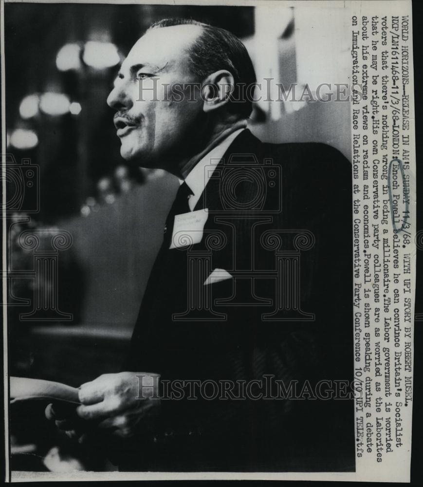 1968 Press Photo Enoch Powell Labor government Britain - RSL45385 - Historic Images
