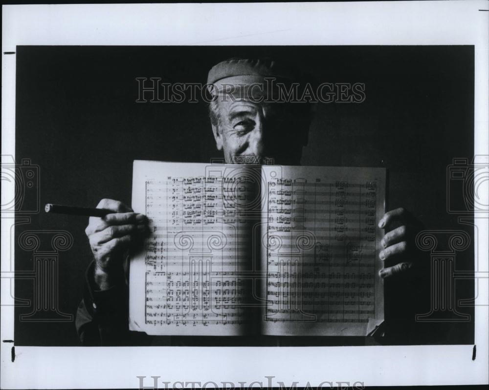 1993 Press Photo Mitch Miller and music score from the &#39;60s - RSL98733 - Historic Images