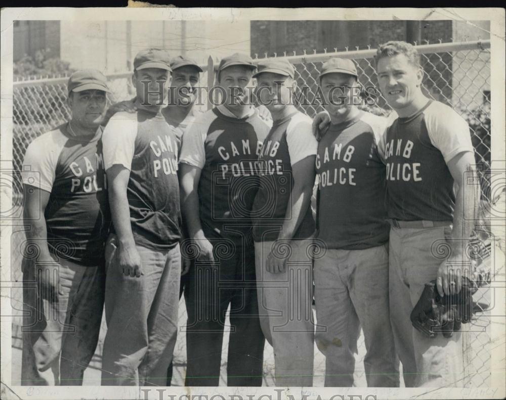 Press Photo Cambridge, Mass police ball team,Silva,Walsh,Scalese,Lombardi,Hynes - Historic Images