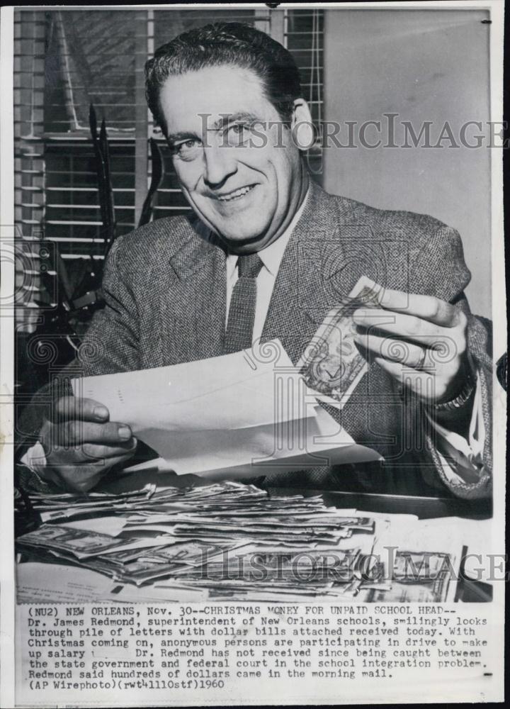 1960 Press Photo Superintendent Of New Orleans Schools Dr James Redmond - Historic Images