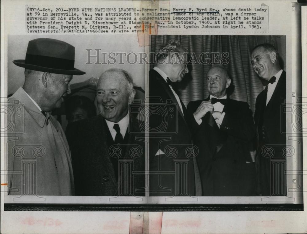 1963 Press Photo Sen Harry F Byrd Sr &amp; President Eisenhower - RSL96157 - Historic Images