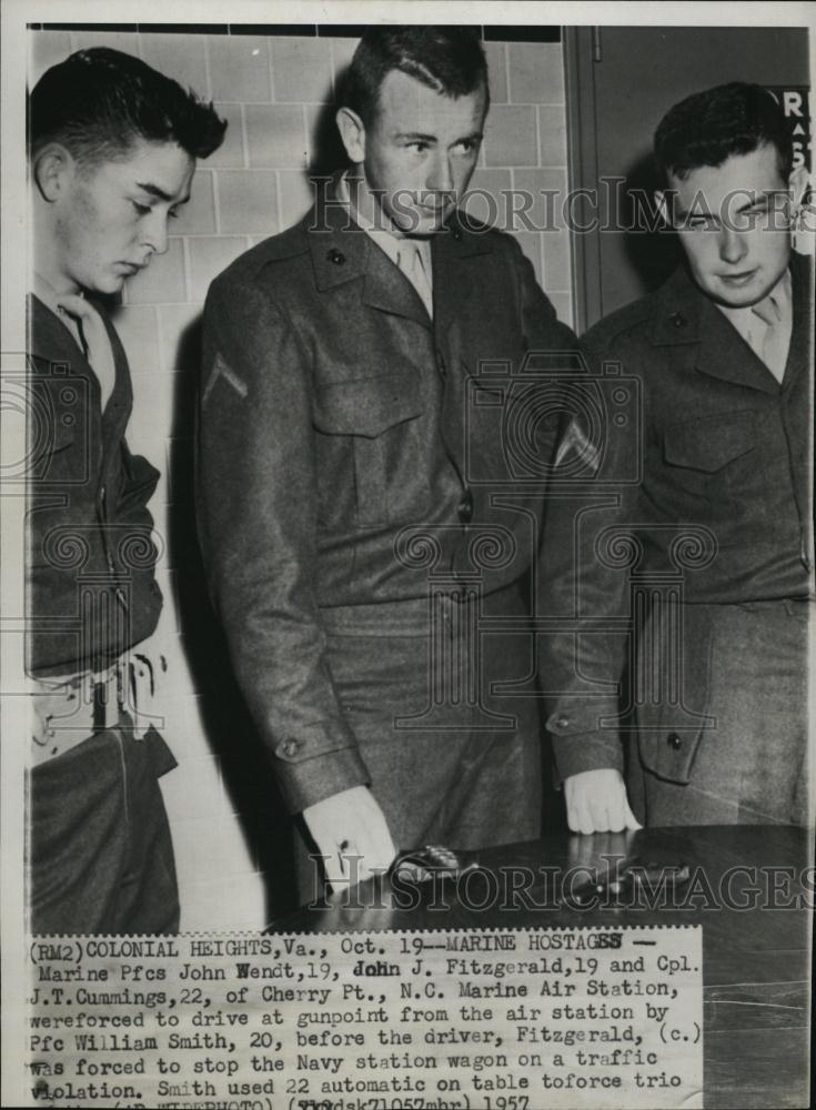 1957 Press Photo Marines John Wendt, John Fitzgerald, JT Cummings - RSL43891 - Historic Images