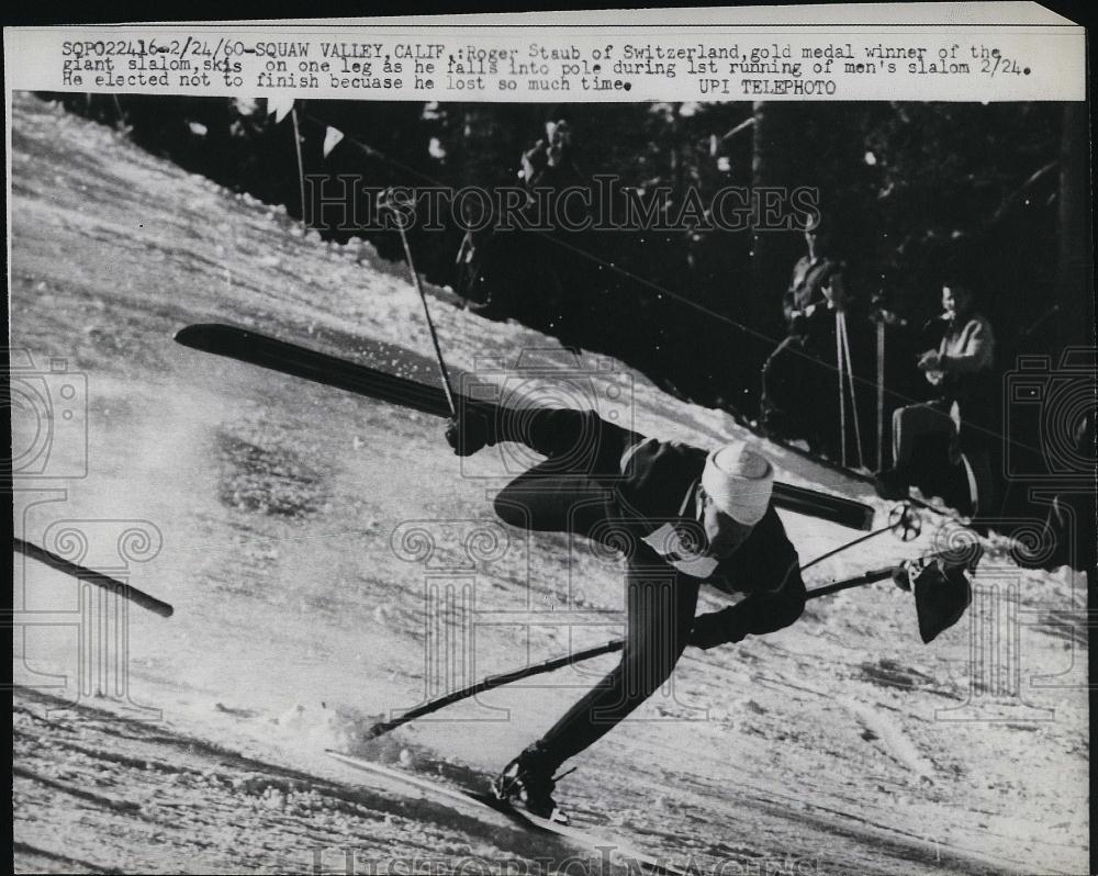 1960 Press Photo Roger Staub of Switzerland Gold medal Slalom ski - RSL90877 - Historic Images