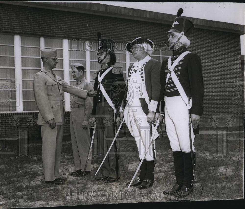 1955 Press Photo Marine Maj H Marsh, Sgt Yontz,T/Sgt Matz,Sgt DeCarli - Historic Images