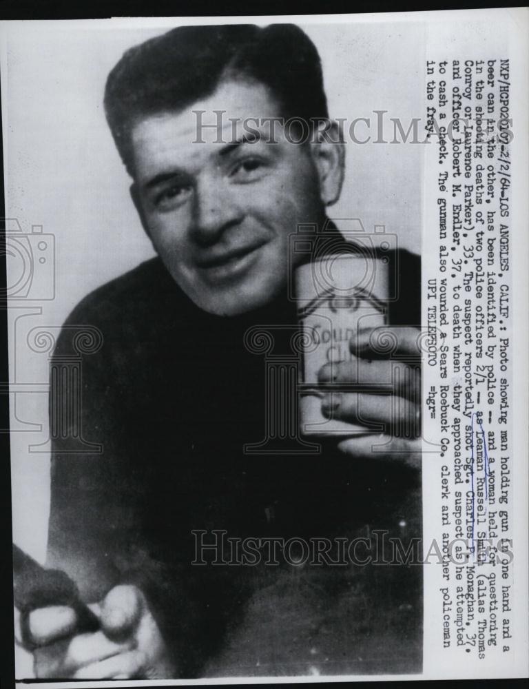 1964 Press Photo Leanman M Smith Suspect shooting Detective - RSL43089 - Historic Images