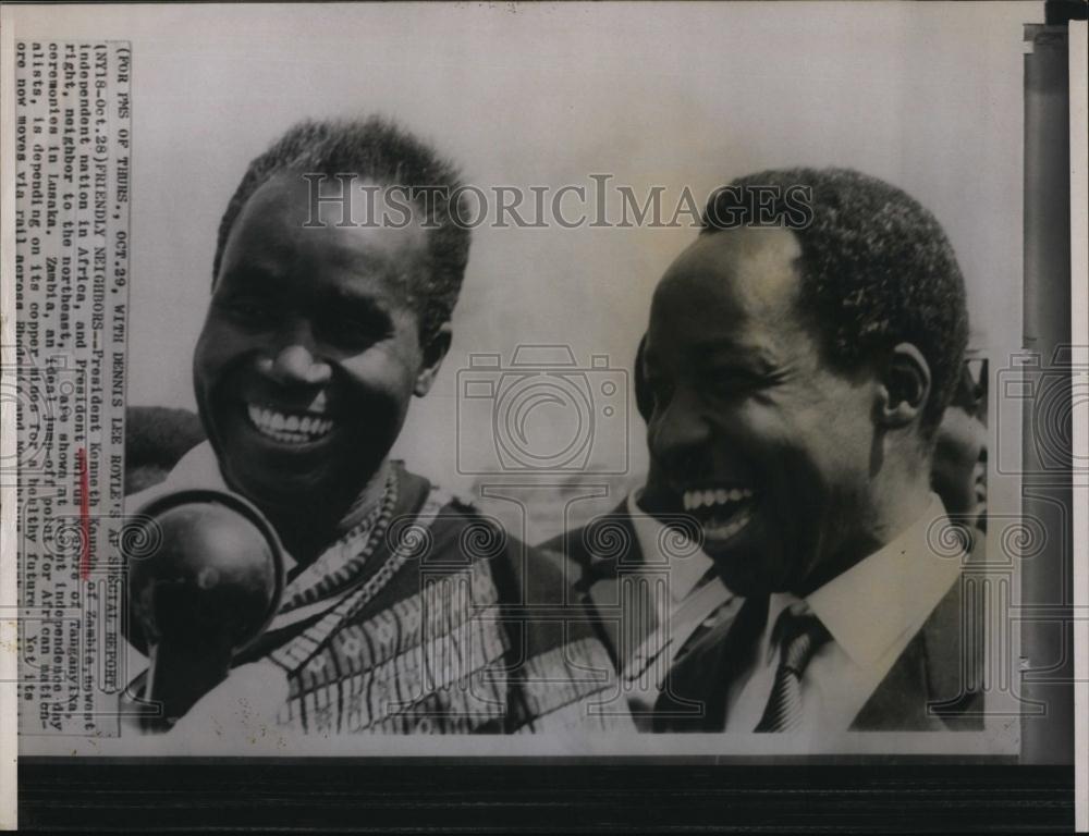 Press Photo Pres Kenneth Kaunda (Zambia) &amp; Pres Julius Nyarara (Tanganyika) - Historic Images