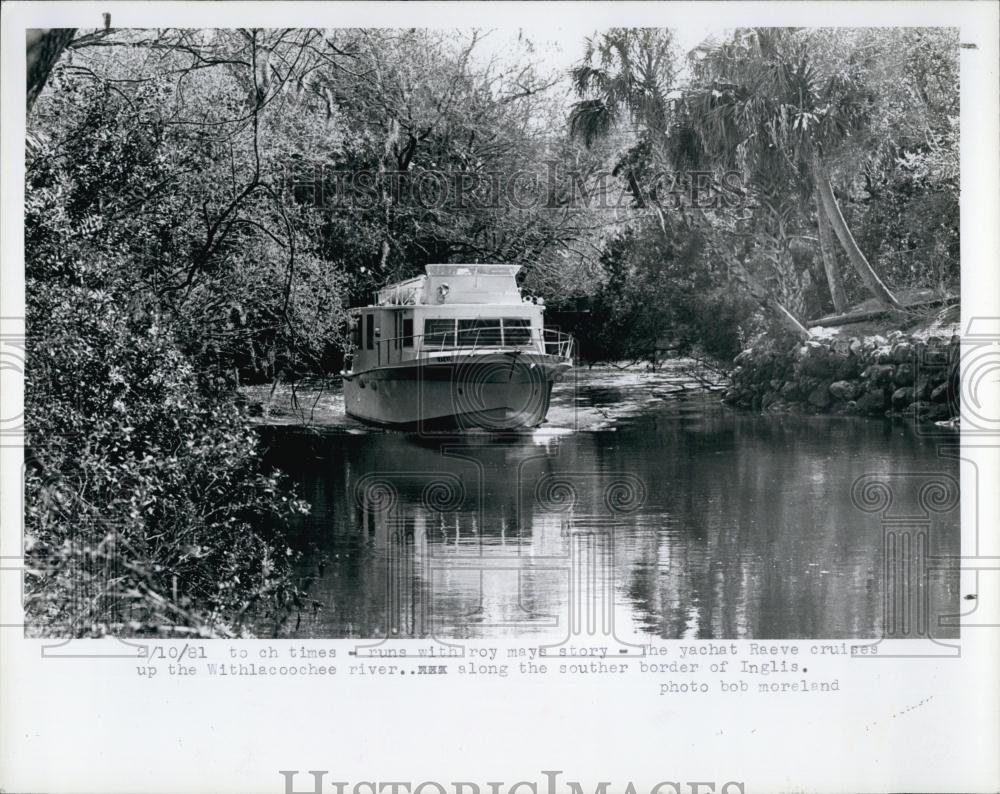 1981 Press Photo Withlacoochee River, Inglis, Yacht Raeve - RSL69085 - Historic Images