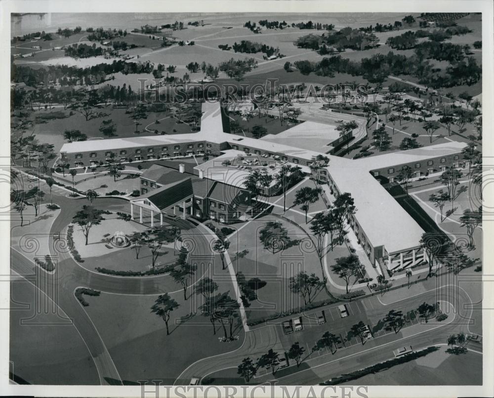 1962 Press Photo Aerial Drawing Florida Cares Facilities - RSL70071 - Historic Images