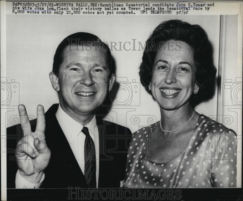 1961 Press Photo Rep Senatorial candidate John G Tower and wife Josa Lou - Historic Images