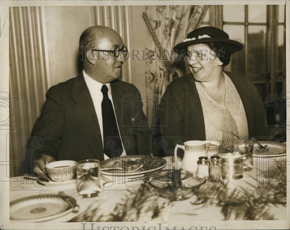 1936 Press Photo Mary L Bacigalupe &amp; Dr Joseph Santousse at Dem Womens dinner - Historic Images