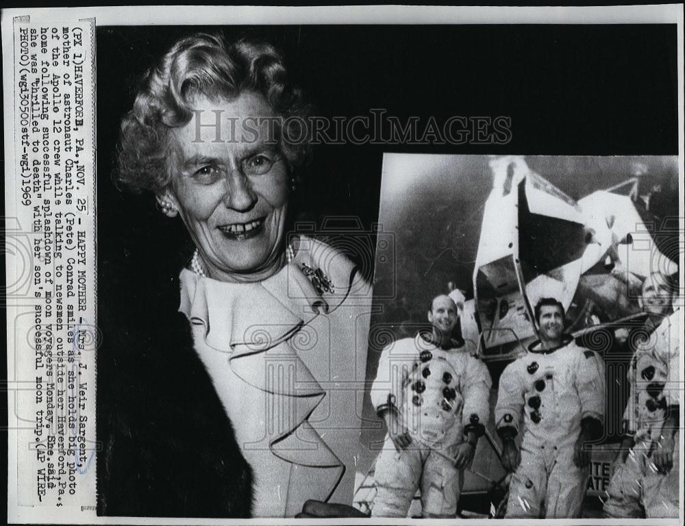 1969 Press Photo Mrs J Weir Sargent, mom of astronaut Charles Conrad - Historic Images