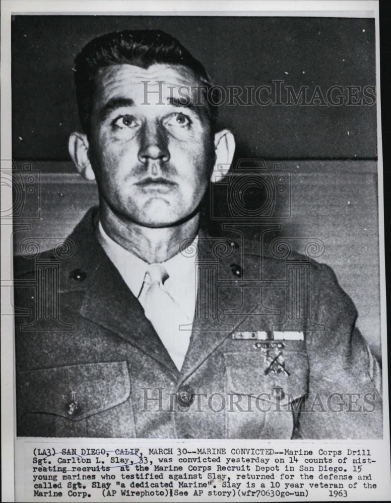 1963 Press Photo Sgt Carlton Slay after being convicted of mistreating soldiers - Historic Images