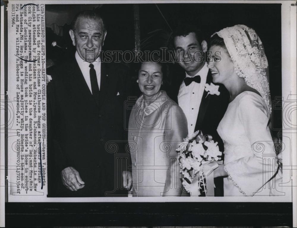 1966 Press Photo Steven V Roberts, Corinne Claiborne Boggs, Lyndon Johnson - Historic Images