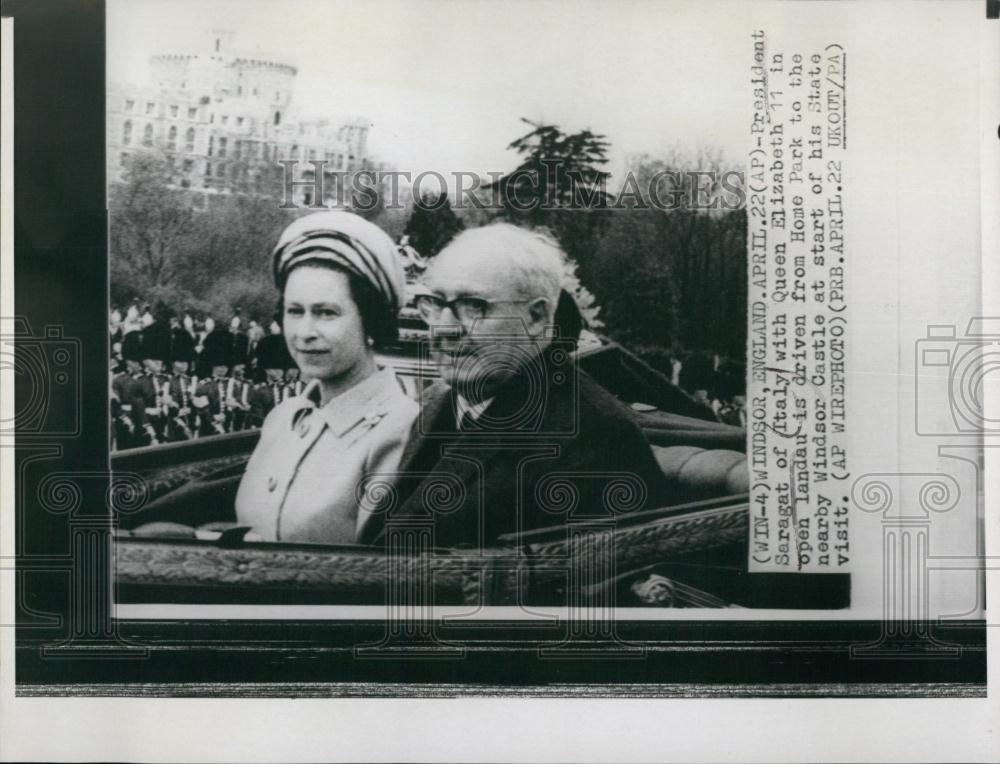 Press Photo Pres, Saragat of Italy &amp; Queen Elizabeth of England - RSL68721 - Historic Images