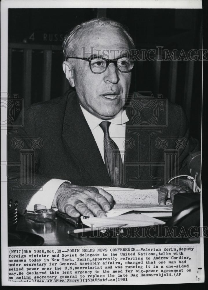 1961 Press Photo Soviet UN Ambassador Valerian Zorin - RSL40815 - Historic Images