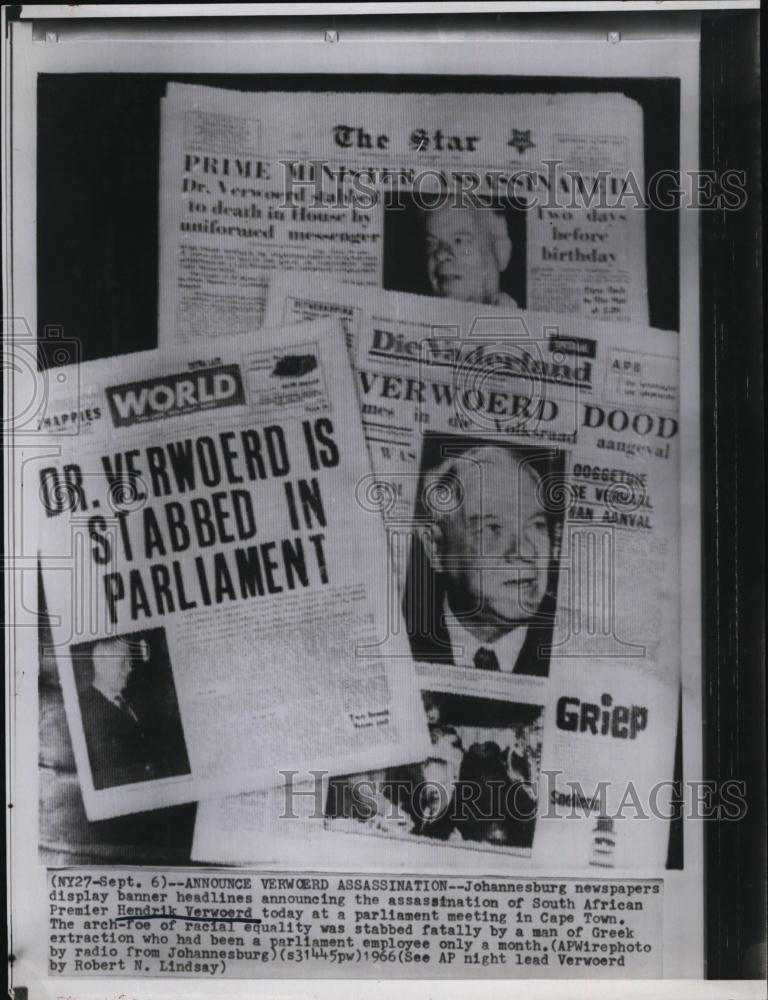 1966 Press Photo Hendrick Verwoerd S Africa Prime Minister Fatally Stabbed - Historic Images